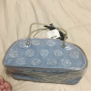 Cosmetics pouch blue and clear